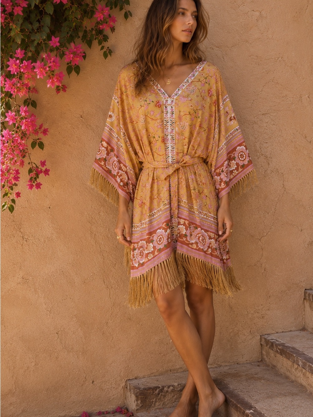 Spell & The Gypsy Portobello Road Floral Fringe Tassel Dress Boho Retro Hippie
